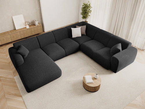 Cosmopolitan Design Panoramische hoekbank rechts Nolio 6-zits, chenille zwart - 252x342x72cm