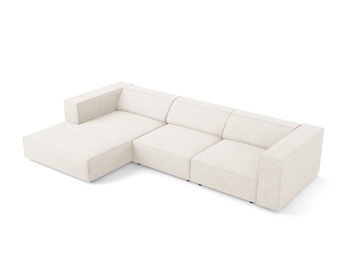 Cosmopolitan Design linker hoekbank Arendal 4-zits, chenille met ribbeleffect, ivoor - 166x284x70cm