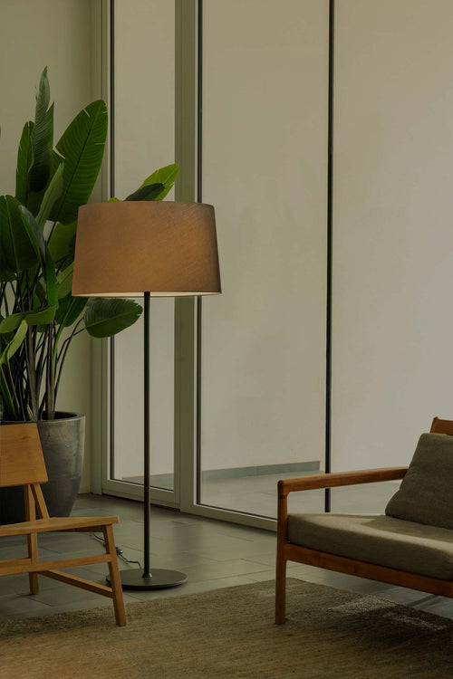 Faro Windsor Staande lamp met taps toelopende kap Zwart, grijs 1x E27