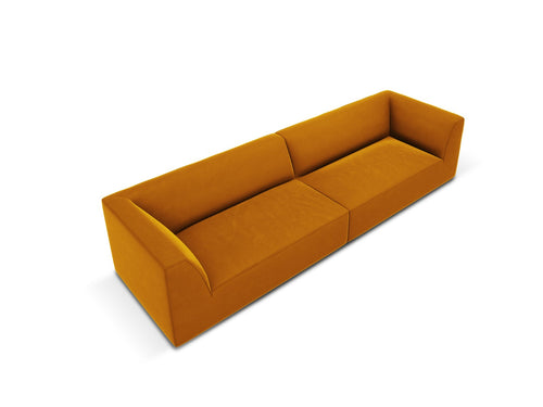 Micadoni Bank Ruby 4-zits, flueel, geel - 93x302x69cm