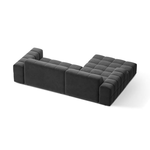 Cosmopolitan Design - Linker hoekbank Chicago 3-zits, flueel grijs - 167x234x78cm