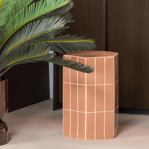 WOOOD decoratieve bijzettafel Plu - Keramiek - Oudroze - 54x38x32