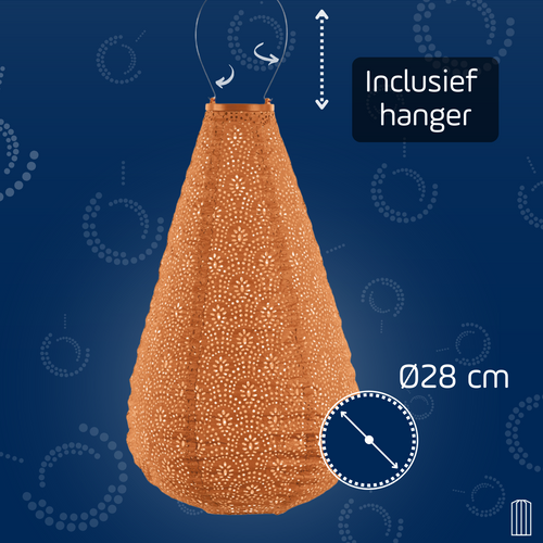 Lumiz solar lampion - fan drop - 28 cm - oranje
