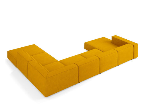 Cosmopolitan Design Panoramische hoekbank rechts Arendal 7-zits, chenille met ribbeleffect, mosterd - 262x364x70cm