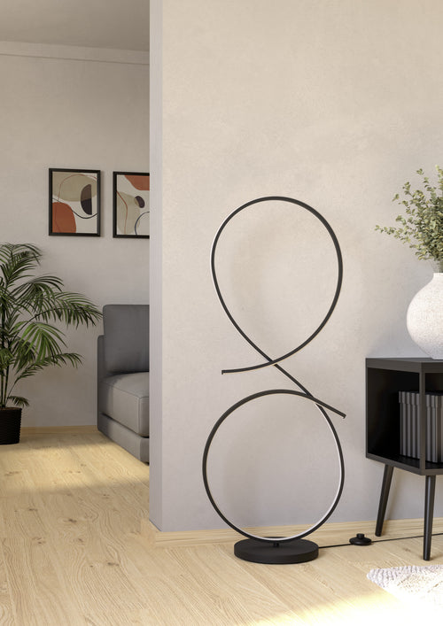 EGLO vloerlamp Serpins - led - 107 cm - zwart/wit