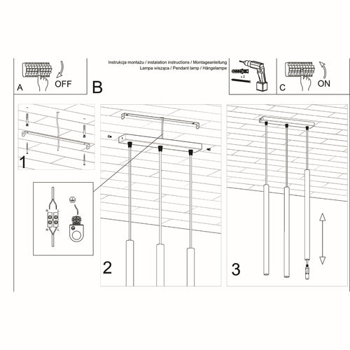 Sollux Lighting Hanglamp PASTELO 3 zwart - 30x5x90cm