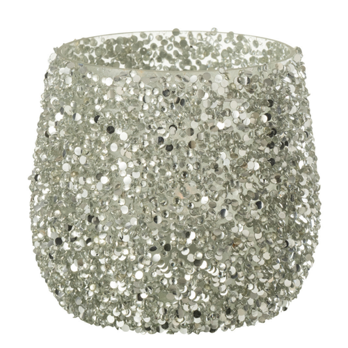 J-Line windlicht Glitter - glas - zilver - small - 2 stuks - vtwonen shop