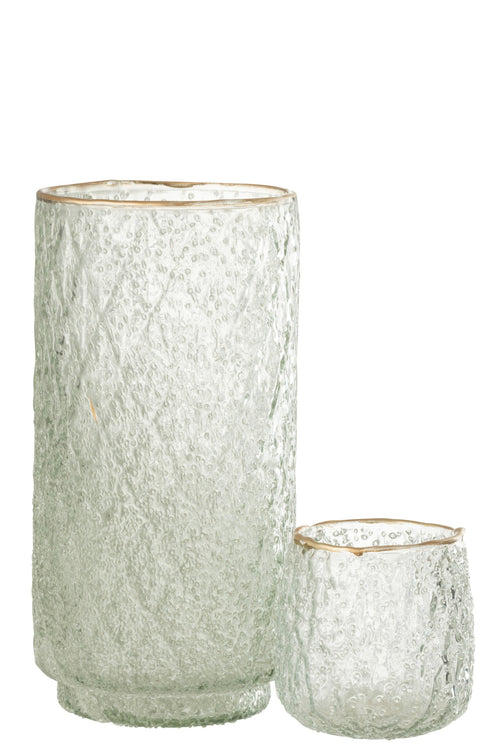 J-Line windlicht Rand - glas - goud/transparant - large