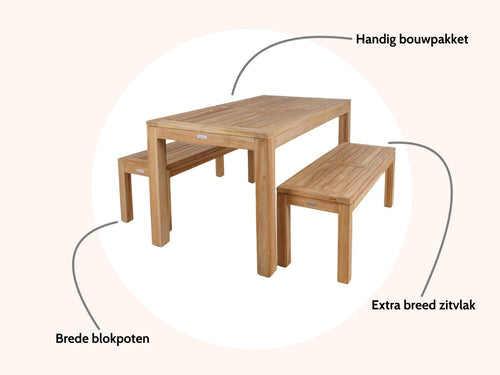 MaximaVida teak picknickset Java 180 cm - 3-delig - vtwonen shop