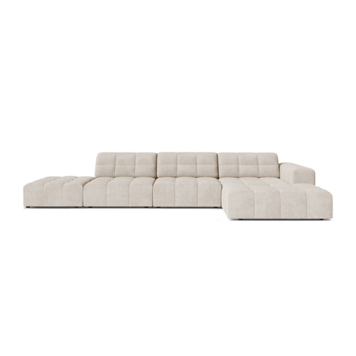 Cosmopolitan Design - Rechter hoekbank Chicago 5-zits, chenille lichtbeige - 167x348x78cm