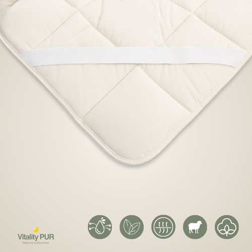 Vitality Pur - Wollen onderdeken - Natuurlijk warm slaapcomfort - 180x200cm