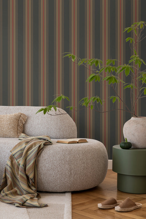 Sanders & Sanders behang strepen vergrijsd olijfgroen - 53 cm x 10 m - 640542