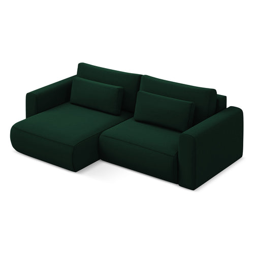 LaMiaSofa hoekbank links Perugia - velours - flessengroen - 240x149x82