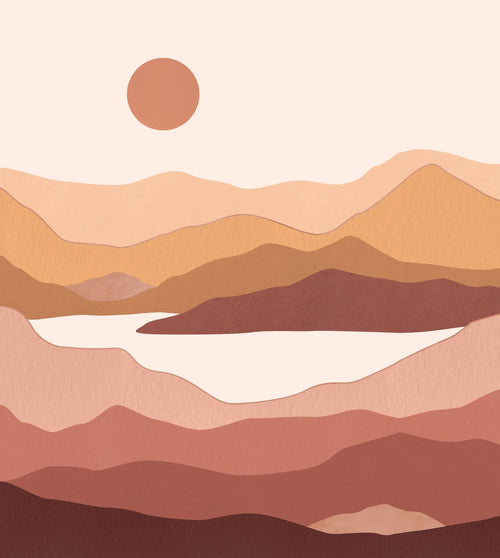 ESTAhome fotobehang woestijn landschap terracotta roze en terracotta bruin - 250 x 279 cm - 159477 - vtwonen shop