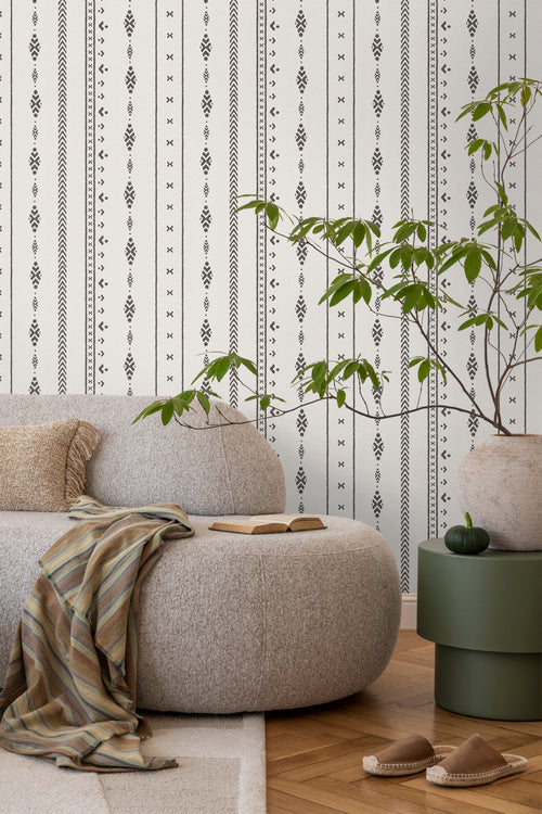 Sanders & Sanders behang etnisch motief beige en zwart - 53 cm x 10 m - 640521