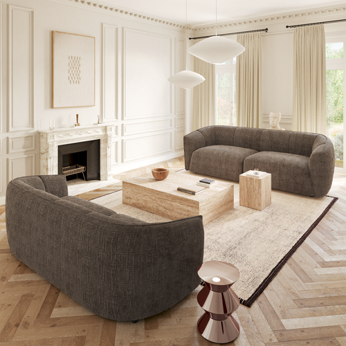 Sia Home - Rechte bank NAMI - Fluweel weefsel - Expresso bruin - 228cm - vtwonen shop