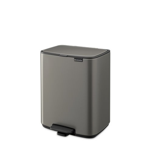 Brabantia Bo Pedaalemmer, 12 liter, stil sluitend, kunststof binnenemmer - Platinum