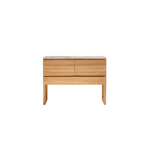 Tikamoon Badkamermeubel van massief teakhout en roze premium terrazzo 120 cm - Roze - vtwonen shop