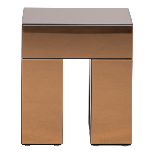 WOOOD bijzettafel Mirrox - Hout/Spiegelglas - Bruin - 50x45x45