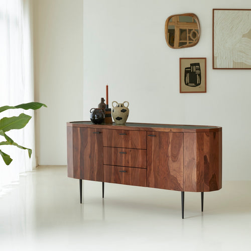 Tikamoon Massief palissander en marmeren buffet 175 cm - Bruin - vtwonen shop