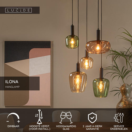Lucide hanglamp ILONA - 5xE27 - Zwart