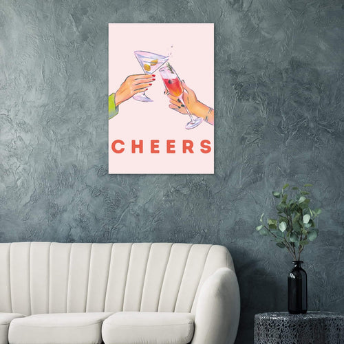 Artfulprints Poster met Lijst Cheers with cocktails   - 50x70 cm - Roze