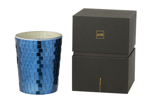 J-Line geurkaars Spiegel - Moon Water & Sage - glas - blauw