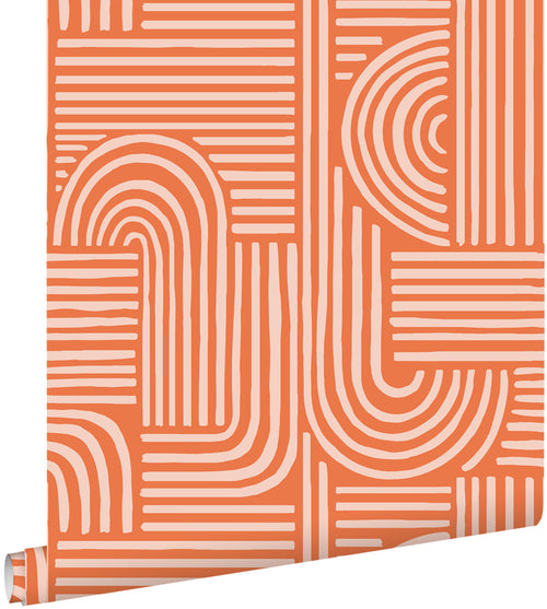 ESTAhome behang grafisch 3D motief oranje - 50 x 900 cm - 131698