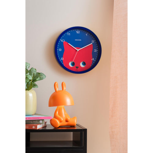 Karlsson wandklok Peekaboo Cat - blauw - Ø30.8cm - vtwonen shop