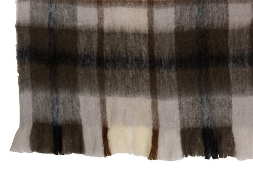 J-Line Plaid ruit - polyester - bruin/grijs/wit - 190 x 136 cm - vtwonen shop