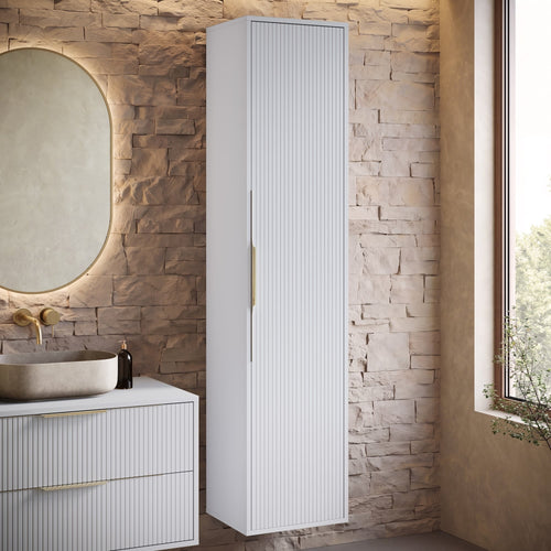 Badplaats Badkamerkast Rimini 38 x 33 x 170 cm – Mat Wit – Hangende Kolomkast met 1 Deur