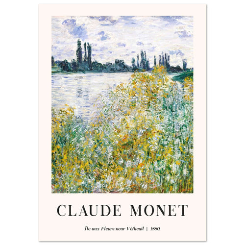 Artfulprints  Claude Monet - Île aux fleurs near Vétheuil   poster A4 21x29.7 cm - vtwonen shop