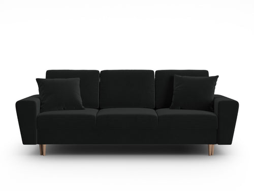 Cosmopolitan Design Slaapbank met opbergdoos Kyoto 3-zits, flueel zwart - 100x235x88cm