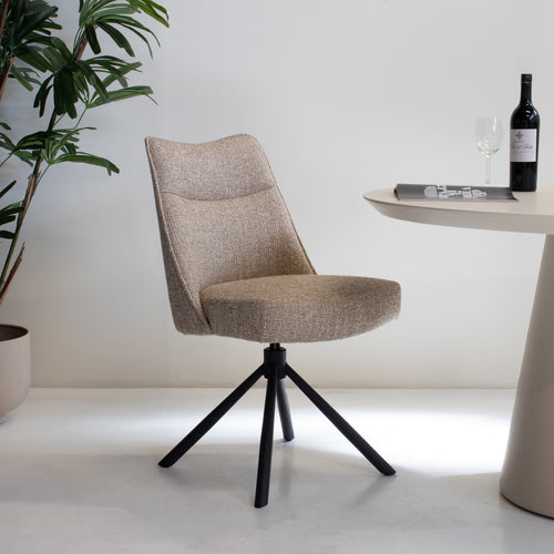 DÉJA Living Eetkamerstoel Meau - Taupe/Zwart - Draaibaar - Set van 2