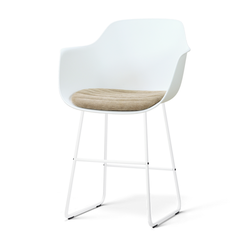 Nolon Nino-Liz barkruk wit met nougatbruin zitkussen - wit onderstel - 65 cm