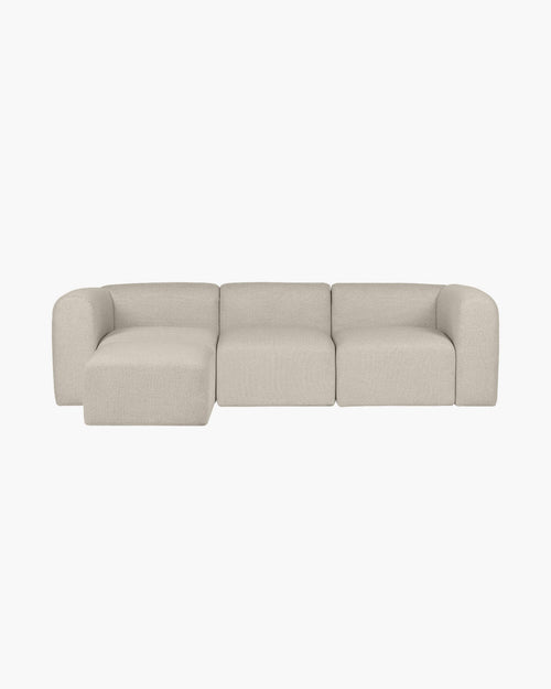noo.ma Flom 3-zits hoekbank, Desert Beige Bouclé - zachte, modulaire sofa
