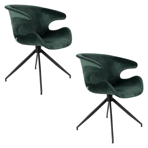 Zuiver Mia Eetkamerstoelen met armleuning Groen - Set van 2 - vtwonen shop