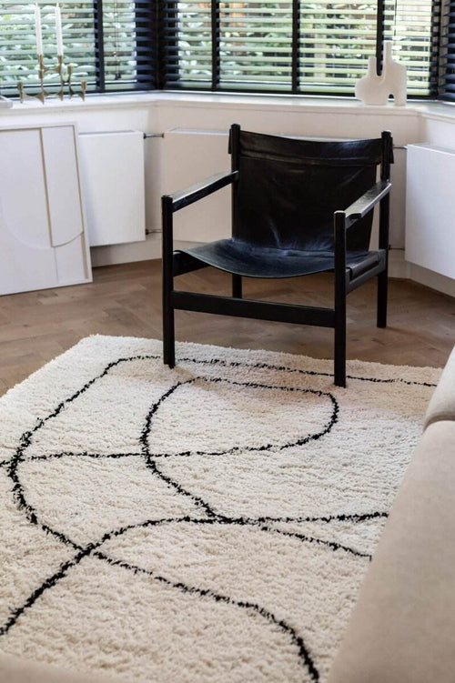 Interieur05 Hoogpolig Vloerkeed Lines wit - 160 x 230 cm