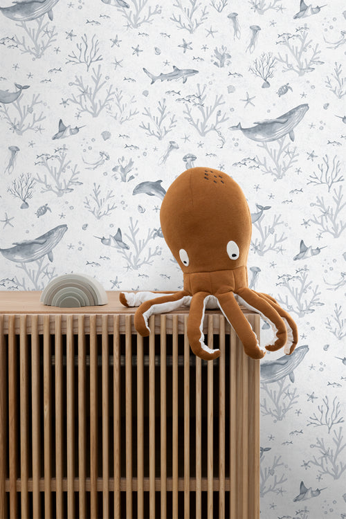 ESTAhome behang onderwaterwereld vergrijsd blauw - 50 x 900 cm - 131257 - vtwonen shop