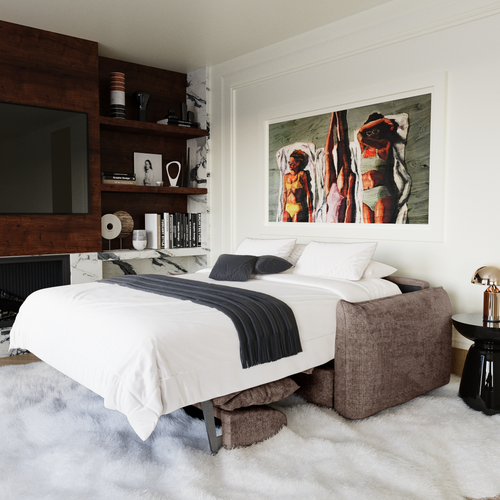 Premium Interiors - Snel uitklapbare slaapbank ICON - gewaafd fluweel mol 208cm