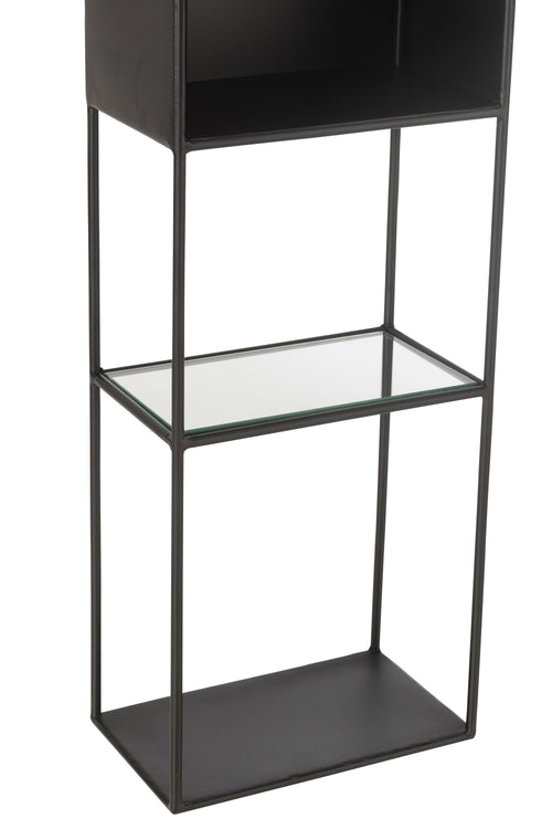 J-Line rek Ricard - metaal/glas - zwart - vtwonen shop