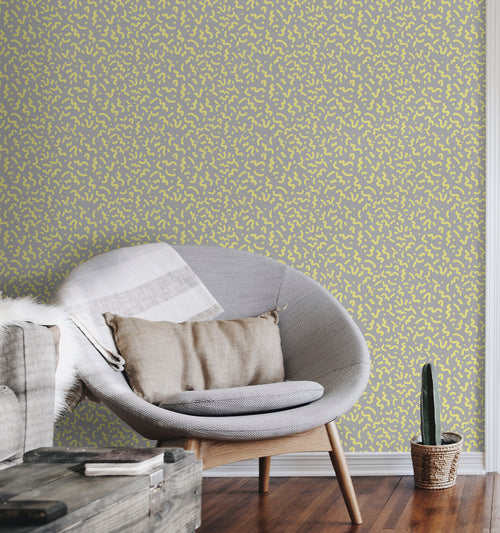 Walls4You behang figuratief motief grijs en geel - 53 cm x 10 m - 640143