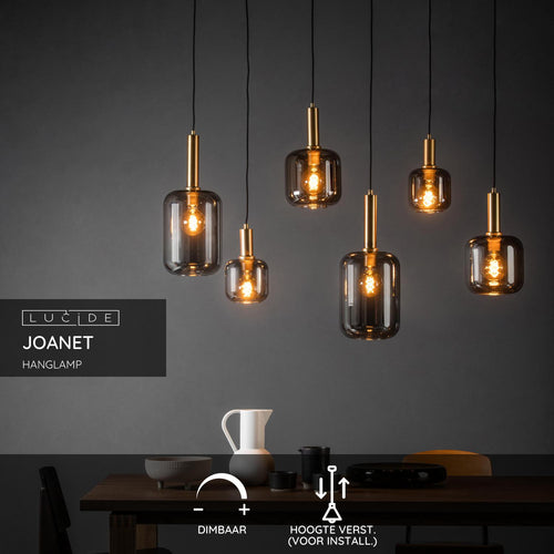 Lucide hanglamp JOANET - 6xE27 - Fumé - vtwonen shop