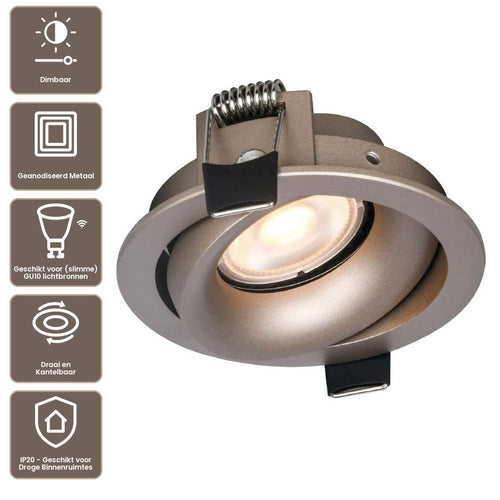 Artdelight Inbouwspot Alice Rond - Champagne