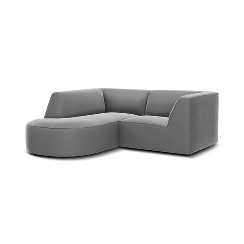 Cosmopolitan Design - Modulaire hoekbank links Siena 3-zits, flueel grijs - 180x186x69cm
