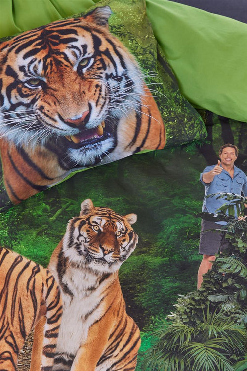 FREEK VONK dekbedovertrek Tandige Tijgers - 140x200 cm - groen - vtwonen shop