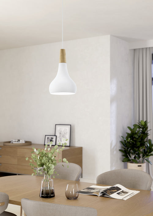 EGLO hanglamp Sabinar - e27 - ø 18 cm - wit/bruin