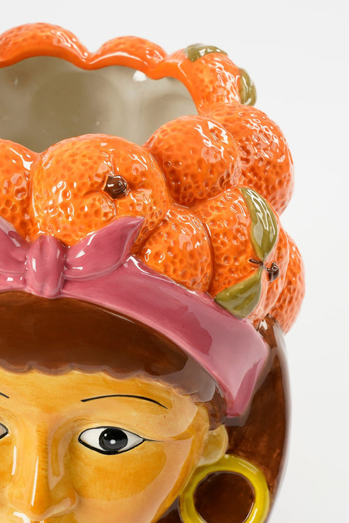 Mica Decorations Funny Bloempot Binnen - L20 x B20 x H22 cm - Dolomiet - Oranje - vtwonen shop