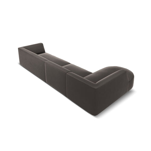 Cosmopolitan Design - Modulaire hoekbank links Siena 5-zits, flueel donkergrijs - 180x366x69cm