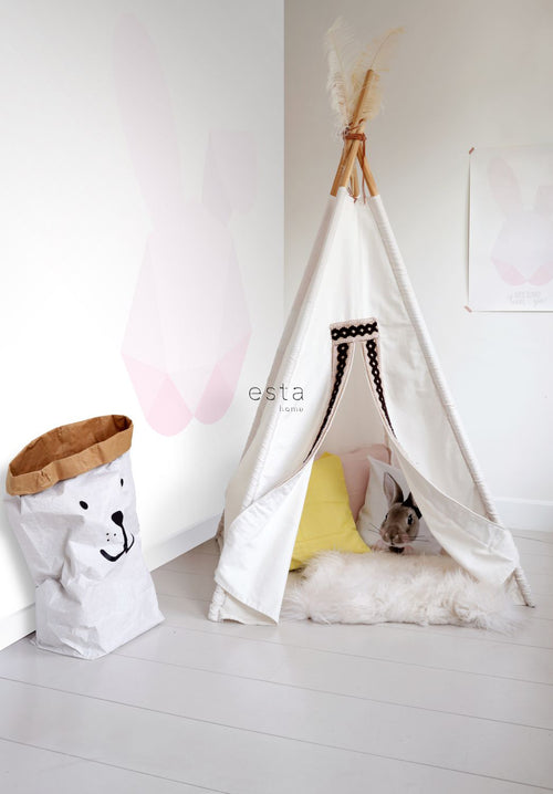 ESTAhome fotobehang groot origami konijn zacht roze - 139.5 x 279 cm - 158855 - vtwonen shop